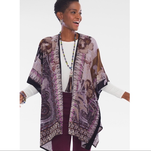 Chicos Purple Velvet Ruana Kimono